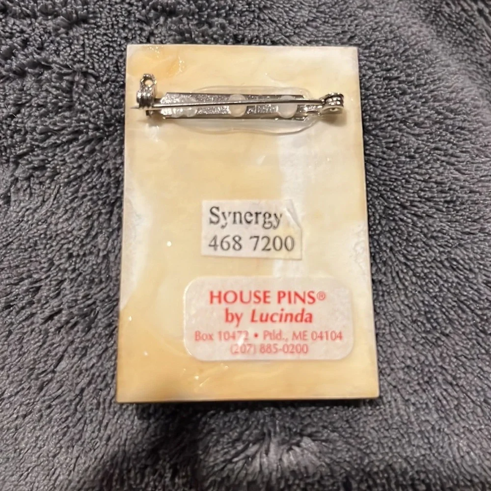 Vintage Gold Yellow Glitter House Pin by Lucinda